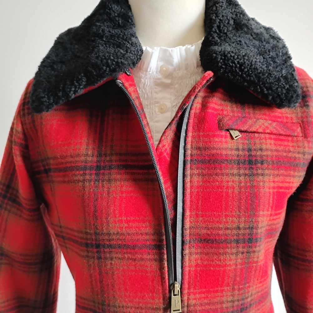 Pendleton Wool Blend Shearling Collar Red Black P… - image 5